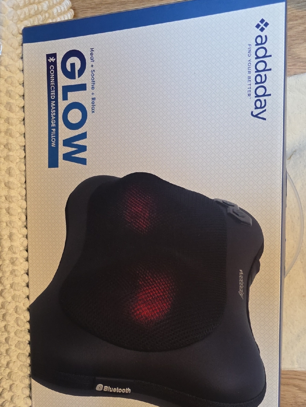 addaday GLOW Heated Massager Pillow in Black with Red Heat